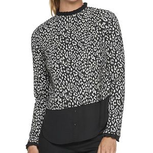 Elle Cheetah Print Sweater Blouse Shirt